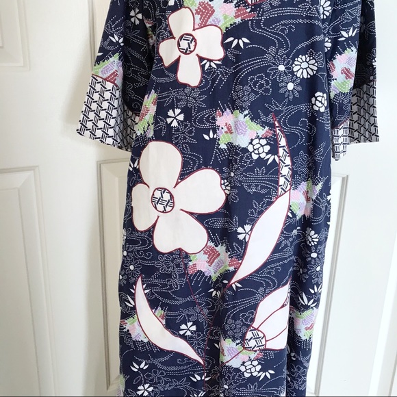 VINTAGE Swirl by Maxime caftan maxi large tropical print dress - Picture 6 of 8